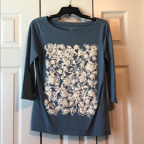 LOFT Tops - THE LOFT THREE QUARTER SLEEVE BOAT NECK FLORAL TOP